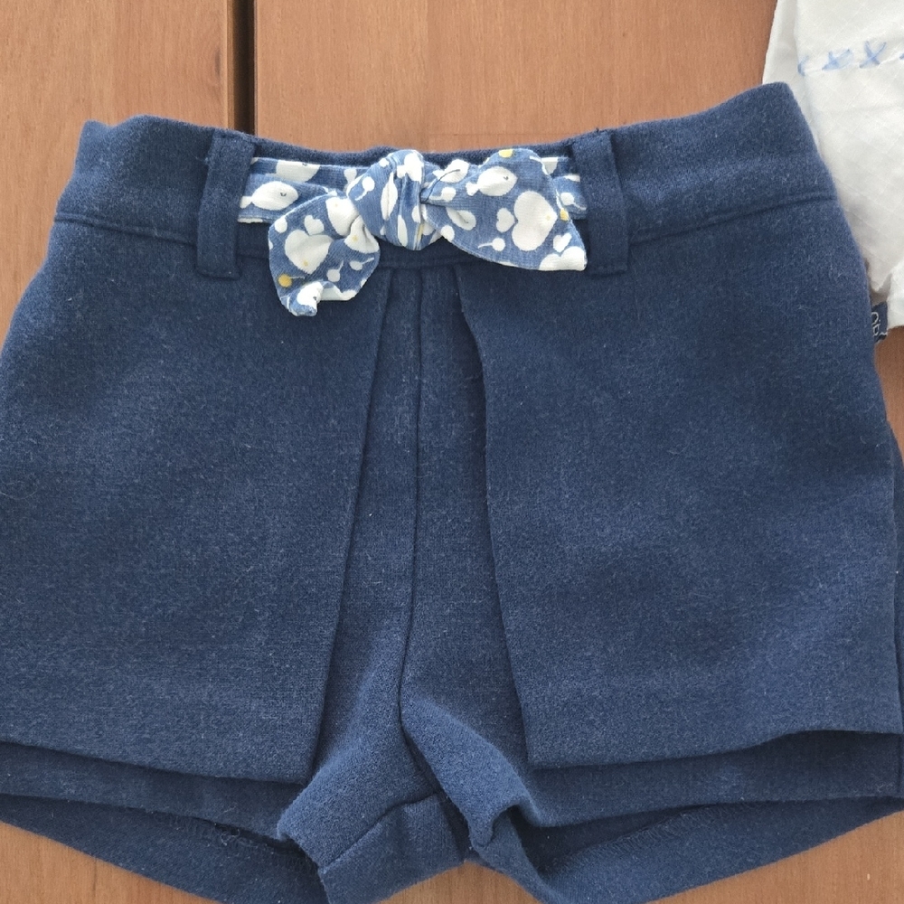 Kids Navy Blue Shorts with Bow Detail